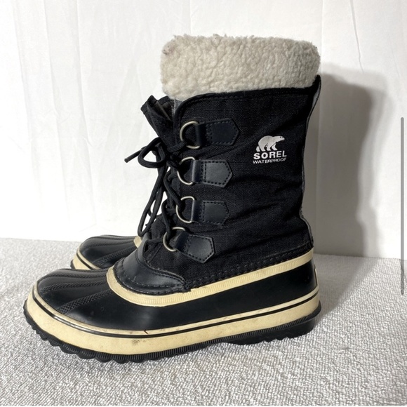 Sorel Black White Mid Calf  Winter Carnival Boots 8 - Picture 4 of 12
